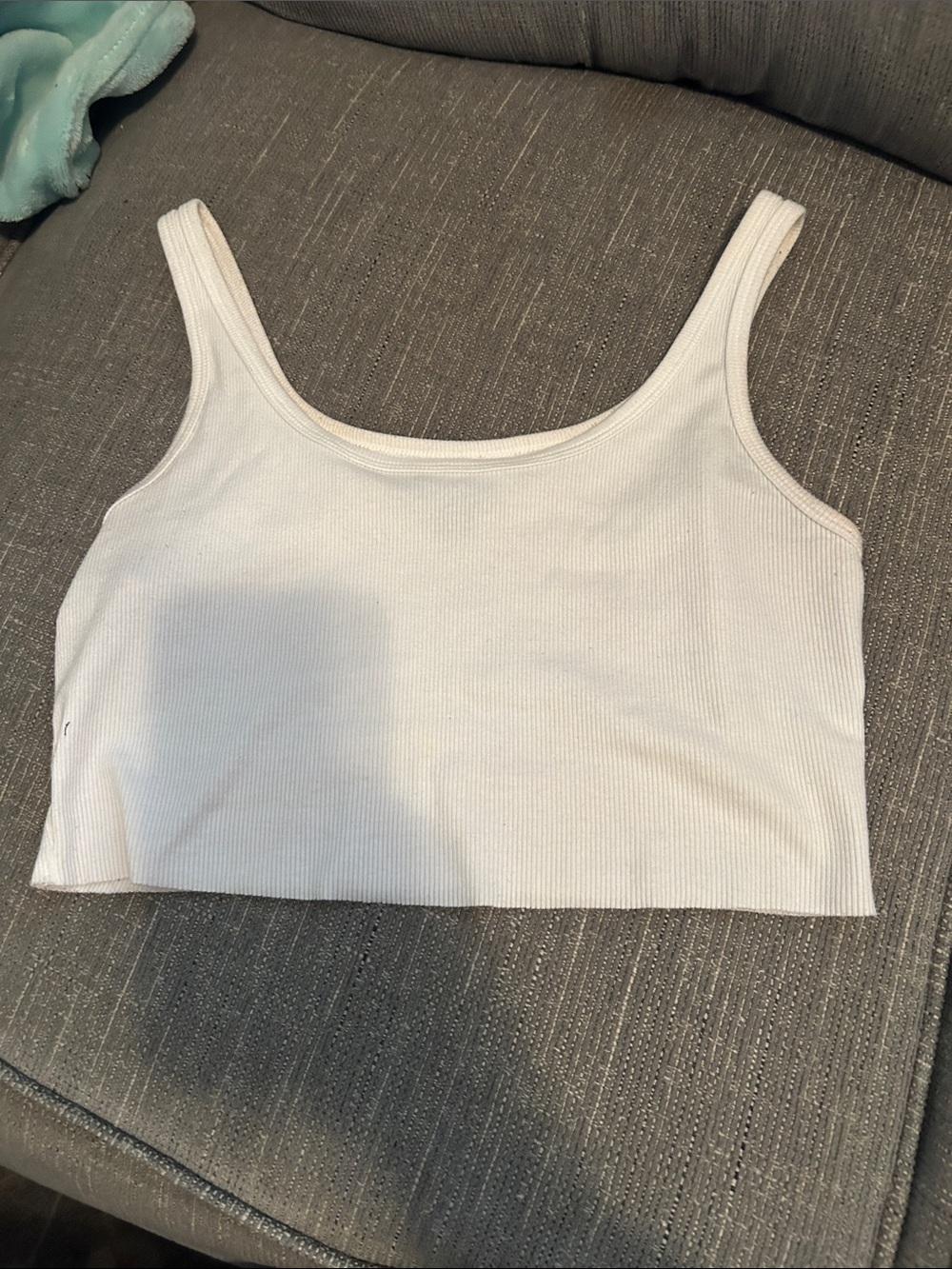 wild fable White Ribbed Scoop Neck Crop Tank